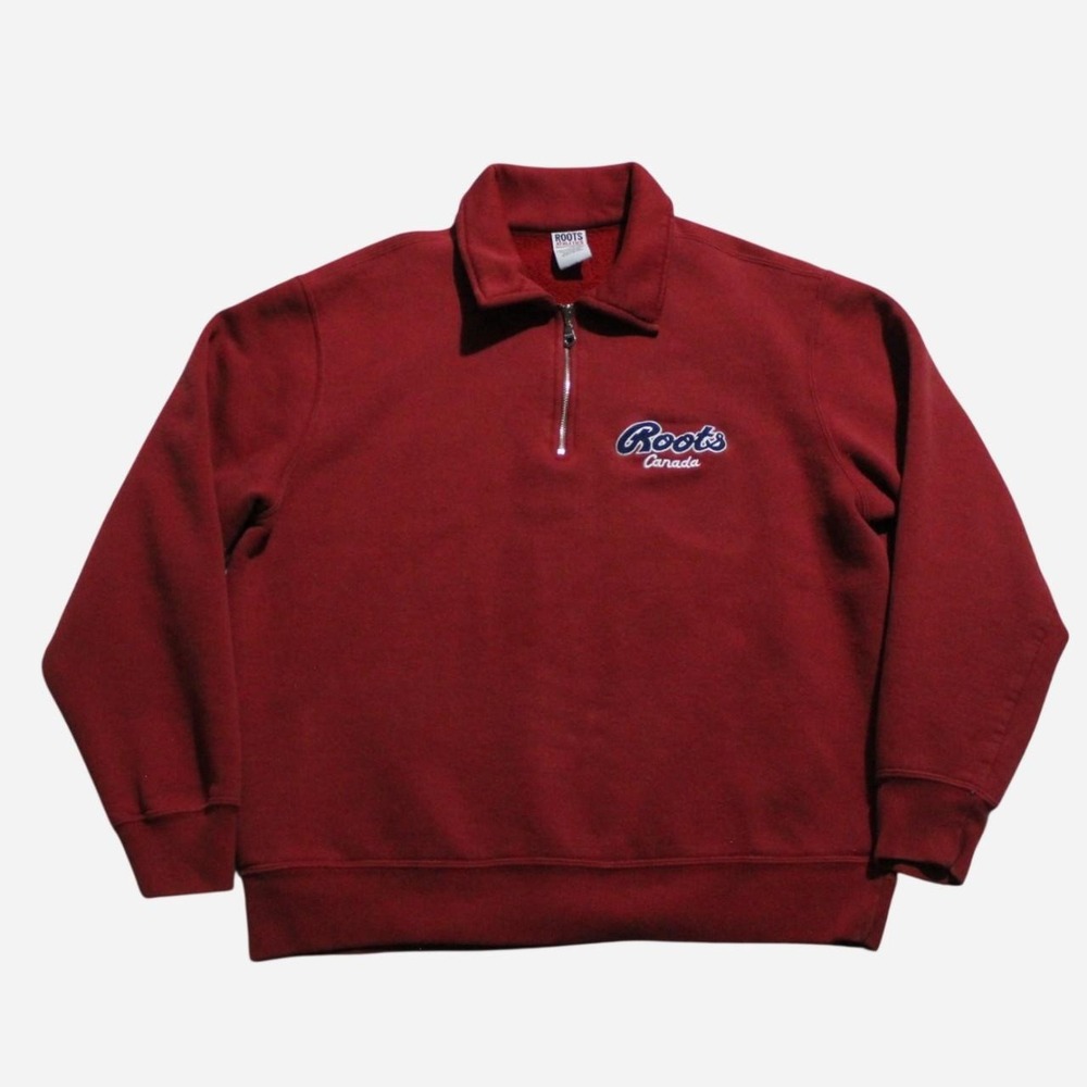 Mens Vintage 90s Skater Streetwear Gorpcore Preppy Roots Quarter Zip Sweater